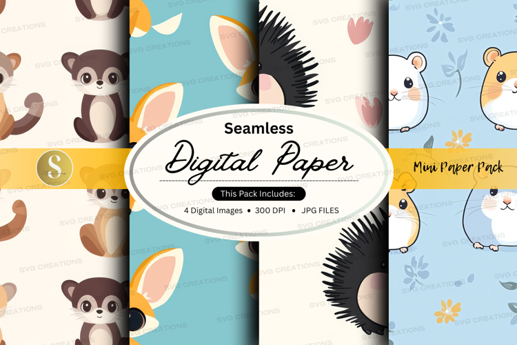 Seamless digital paper - cute animal pattern