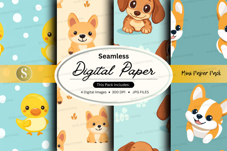 Seamless digital paper - cute animals example image 1