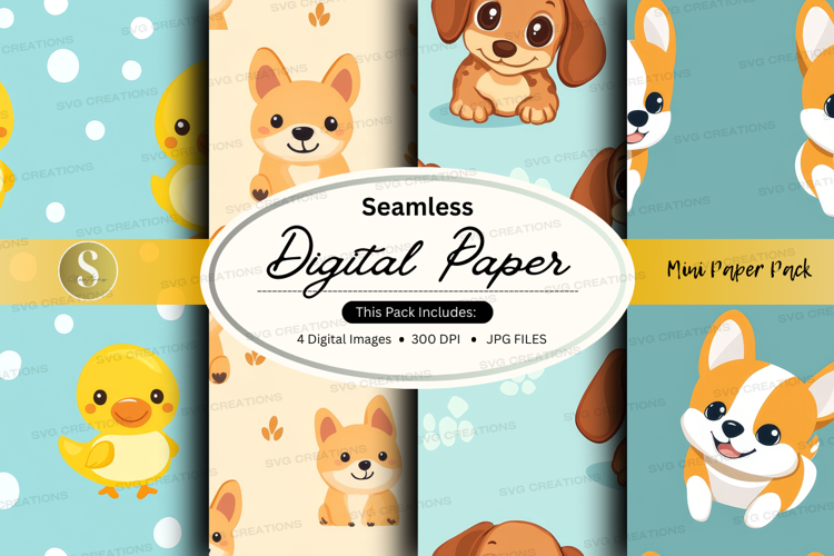 Seamless digital paper - cute animals