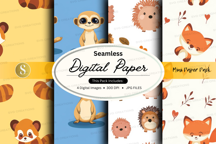 Seamless woodland animals digital paper