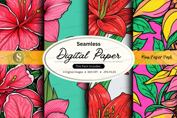 Seamless tropical flowers digital paper