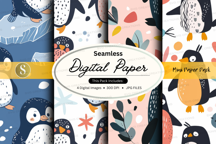 Seamless penguin digital paper