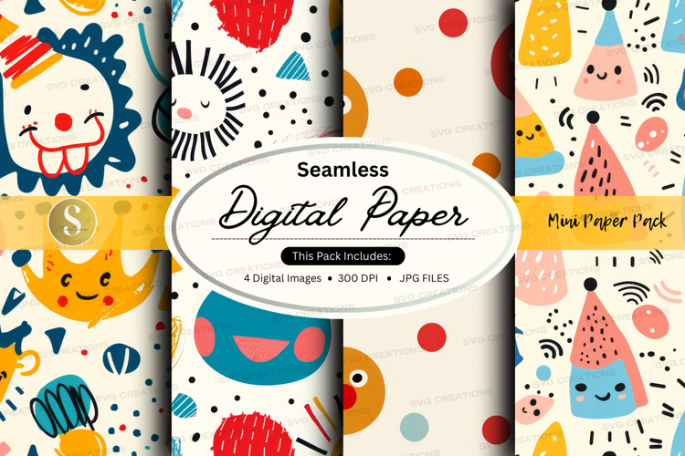 Whimsical animal digital paper