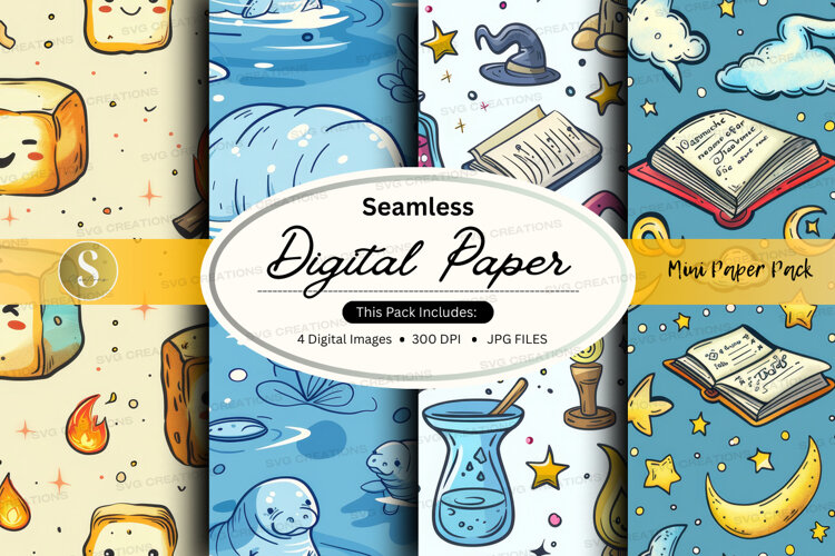 Seamless digital paper - magical theme digital paper example image 1