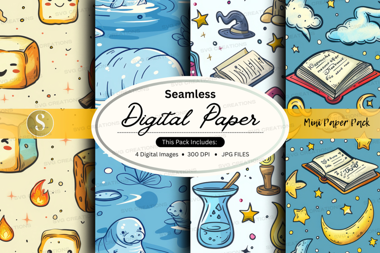Seamless digital paper - magical theme digital paper
