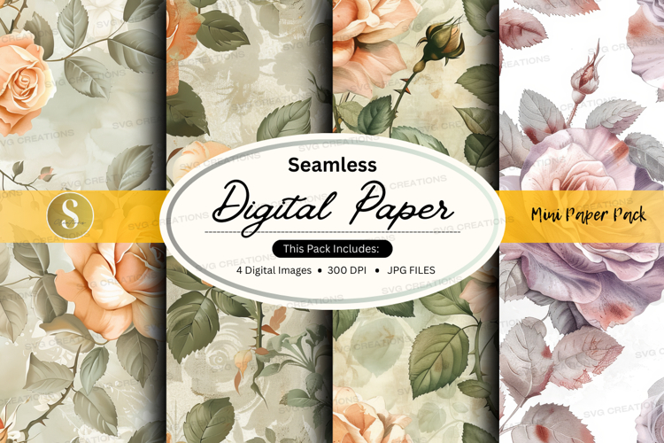 Seamless floral digital paper pack