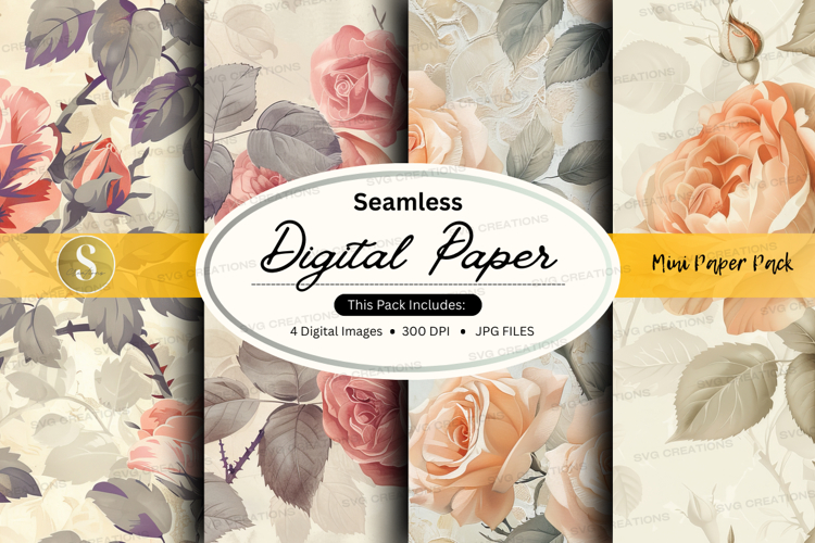 Seamless digital paper - floral pattern pack