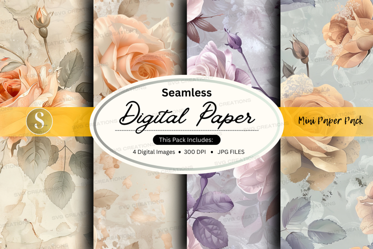 Seamless floral digital paper pack