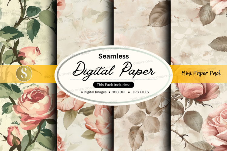 Seamless floral digital paper pack