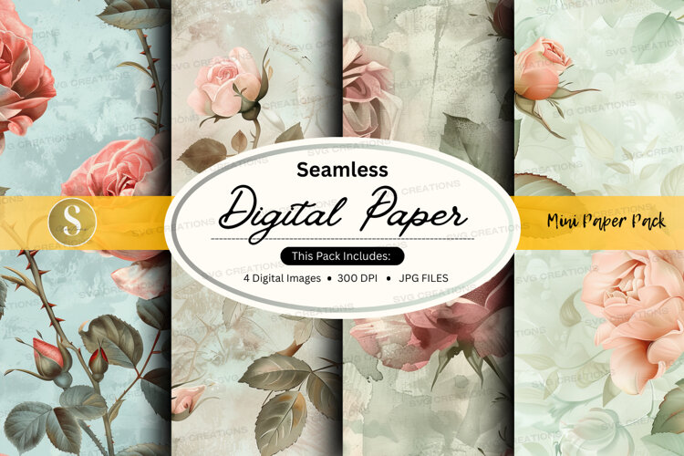 Seamless digital paper - vintage roses example image 1