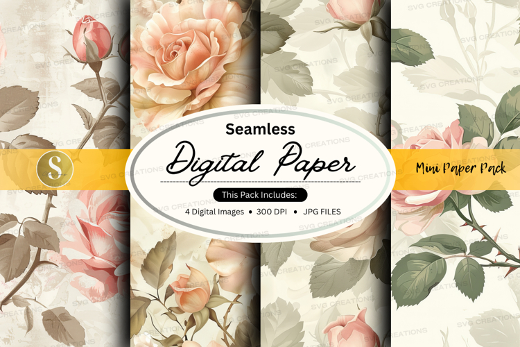 Seamless digital paper - vintage rose collection digital pap