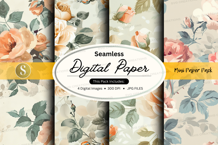 Seamless floral digital paper pack
