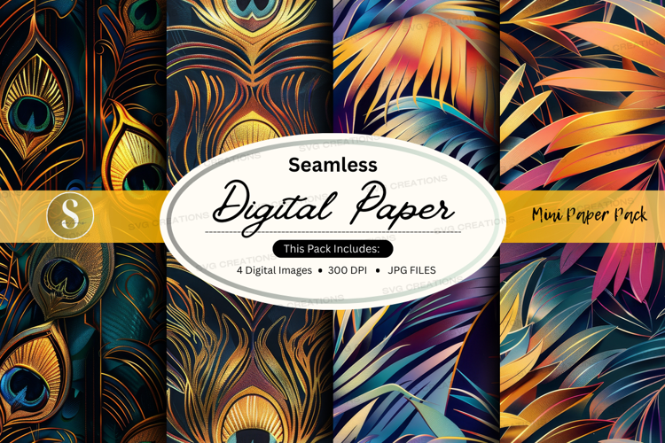 Seamless tropical leaves digital paper