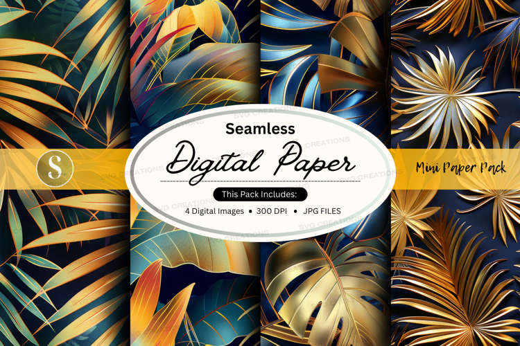 Seamless tropical leaves digital paper