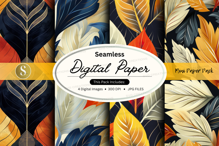 Seamless tropical leaves digital paper
