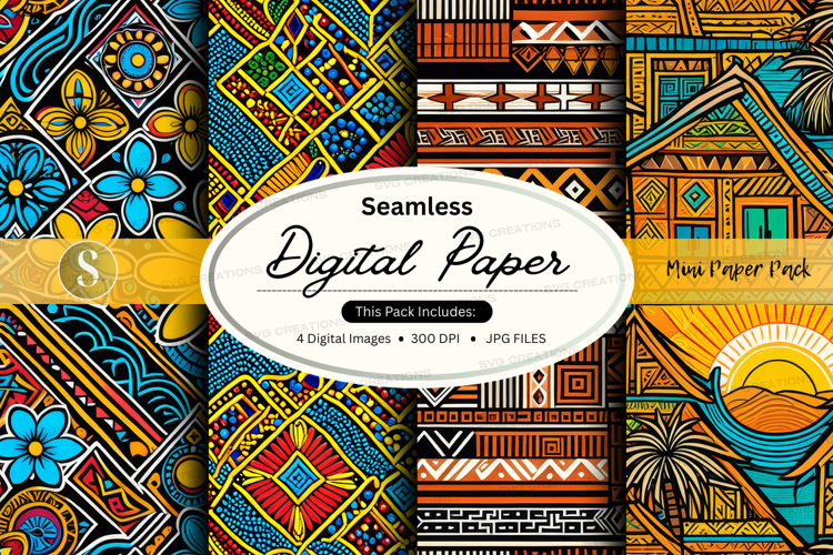 Seamless tribal patterns digital paper