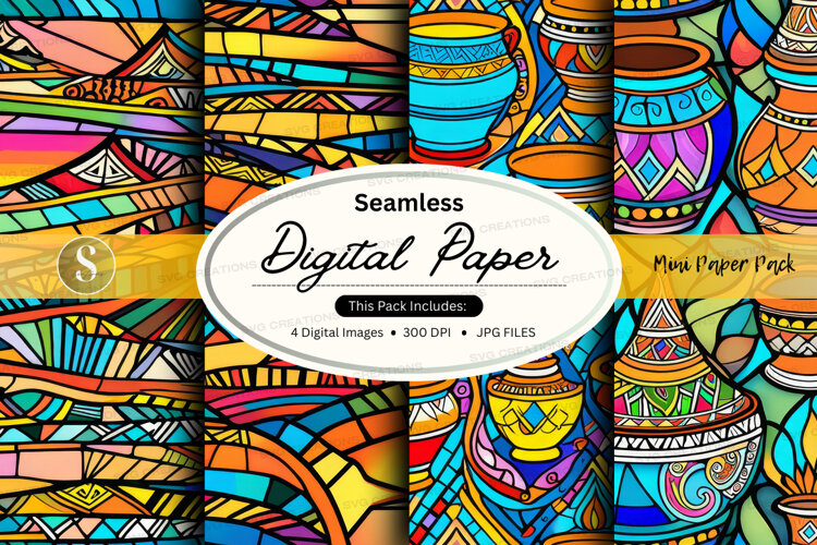 Seamless moroccan pottery digital paper example image 1