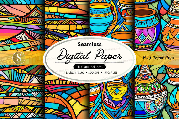 Seamless moroccan pottery digital paper