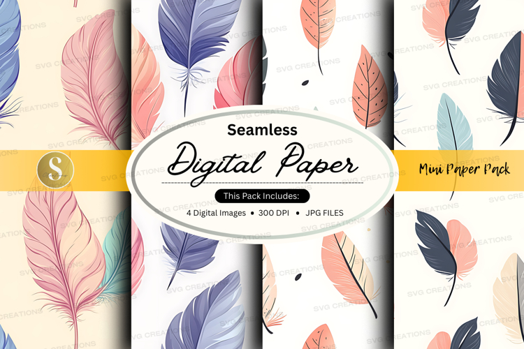 Seamless digital paper - feather pattern