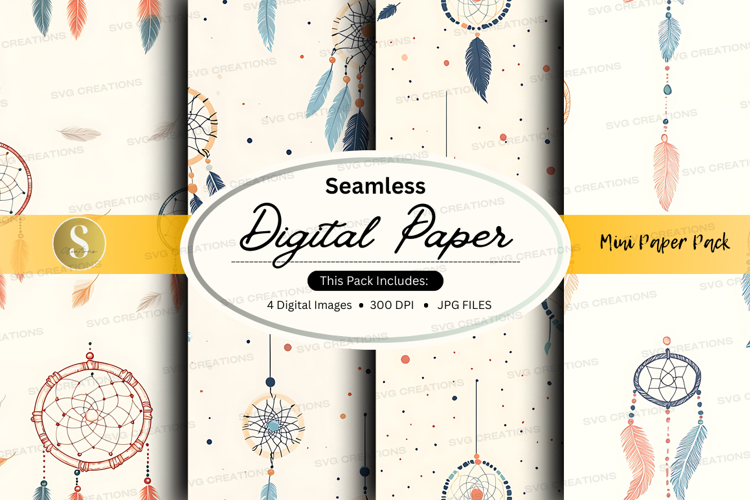 Seamless dreamcatcher digital paper