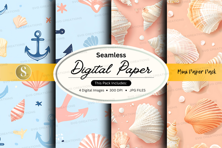 Seamless nautical digital paper