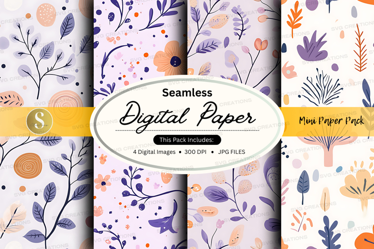 Seamless digital paper - floral pattern pack