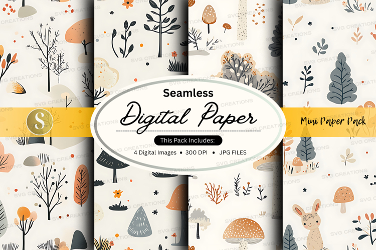 Seamless digital paper - woodland theme