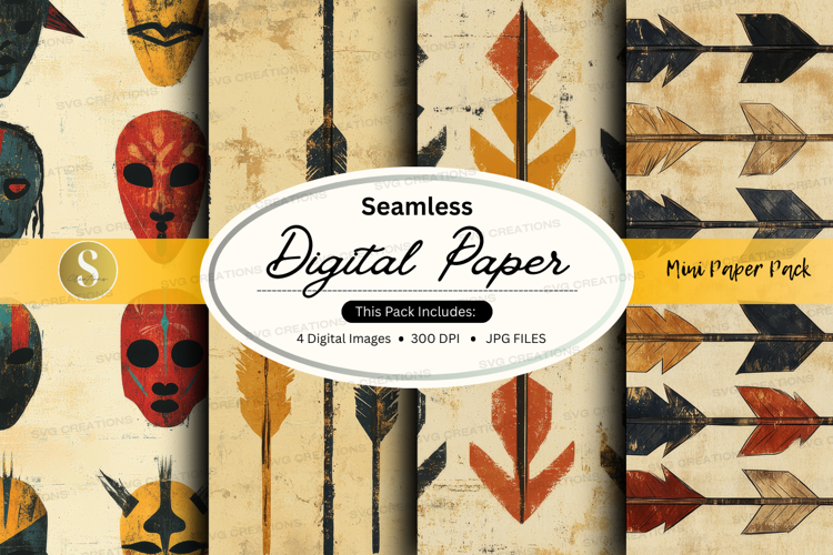 Seamless digital paper - mask and arrow design