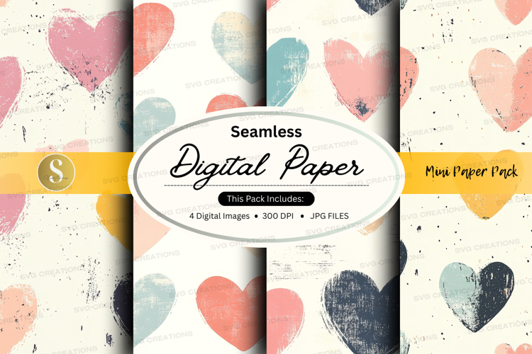 Seamless heart pattern digital paper