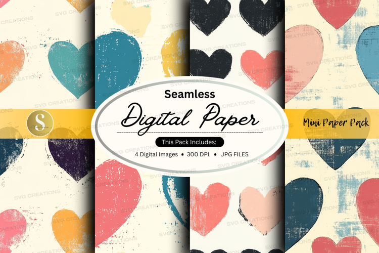 Seamless hearts digital paper