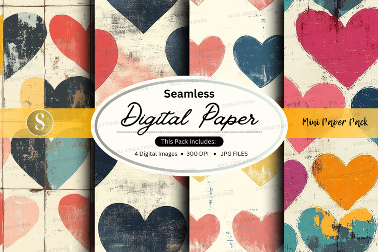 Seamless heart pattern digital paper