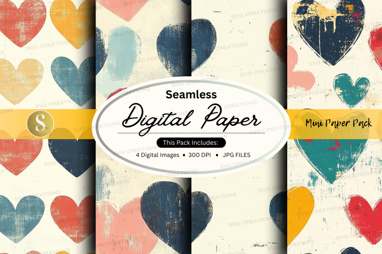 Seamless heart pattern digital paper