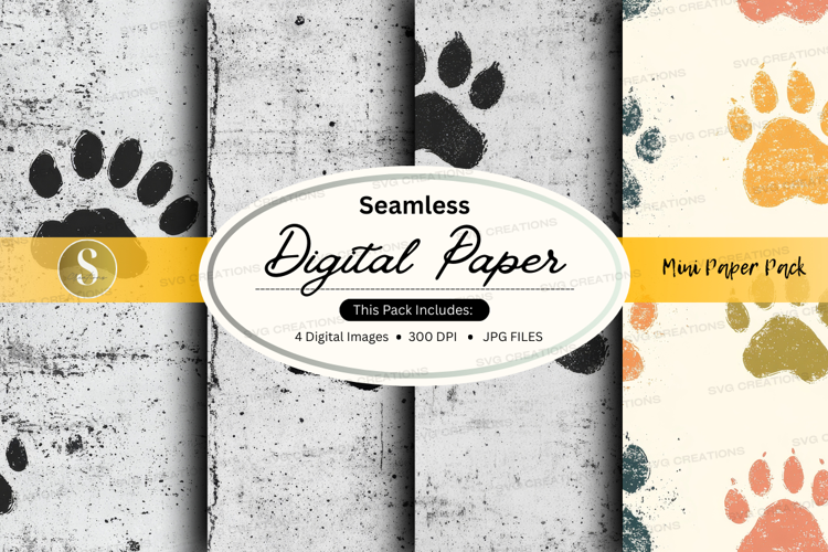 Seamless paw prints digital paper