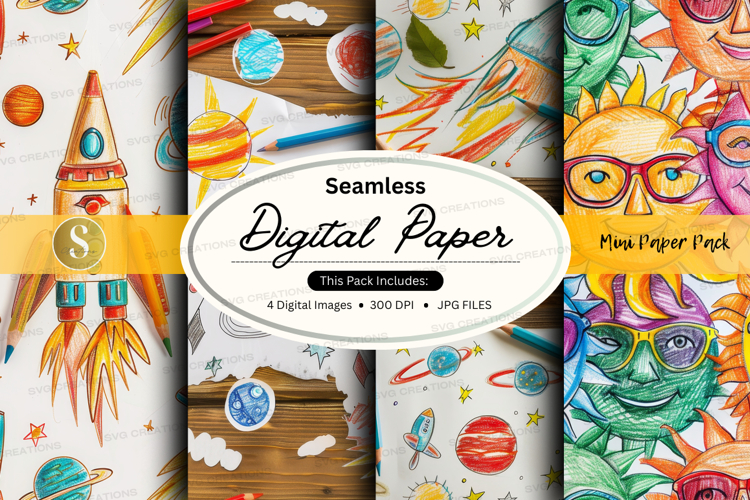 Seamless space adventure digital paper