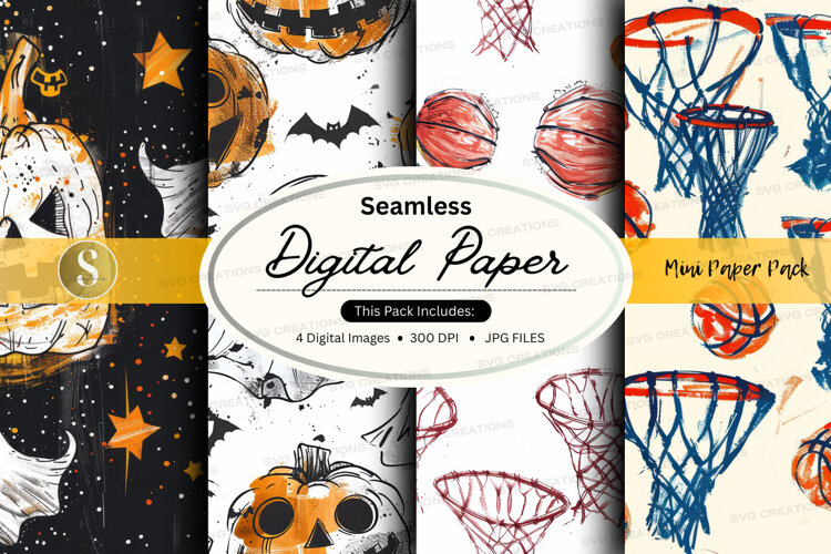 Halloween sports digital paper example image 1