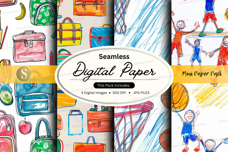 Seamless digital paper - back to school