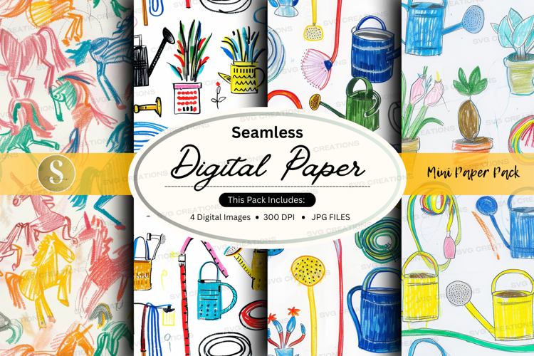 Garden tools digital paper