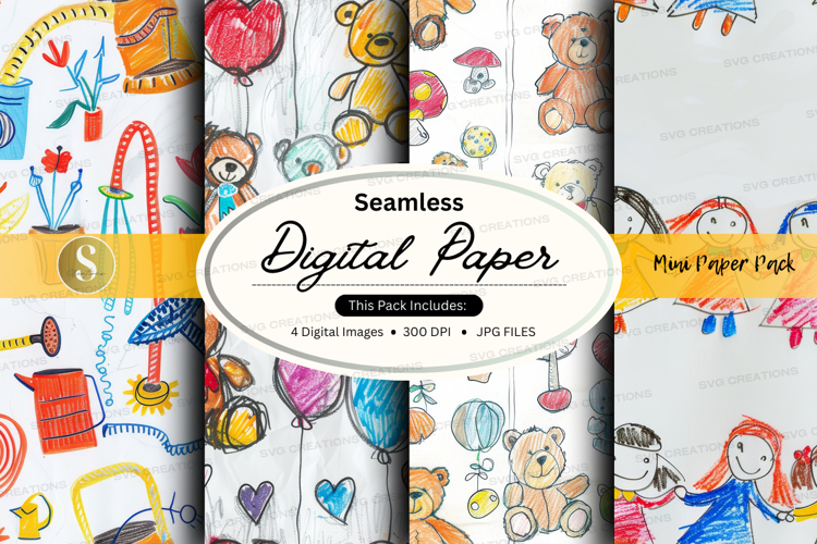 Seamless digital paper - cute toys and decorations
