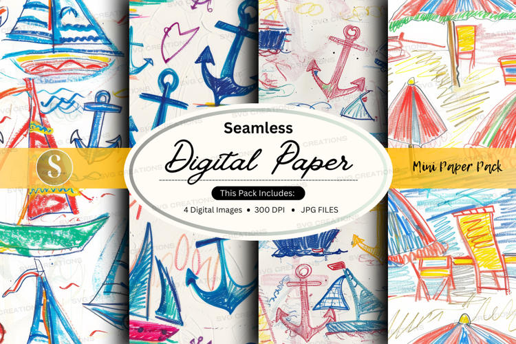 Seamless nautical digital paper