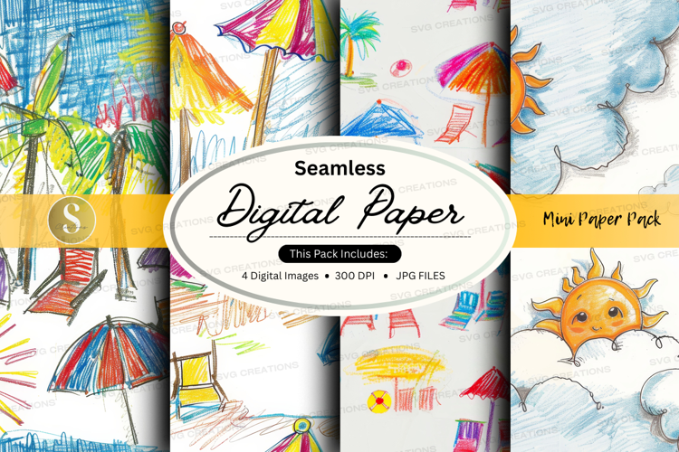 Seamless beach digital paper