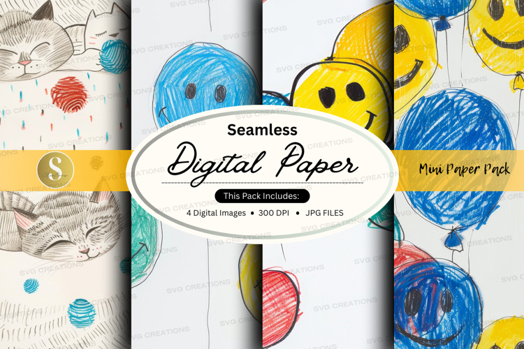 Seamless digital paper pack - happy balloons