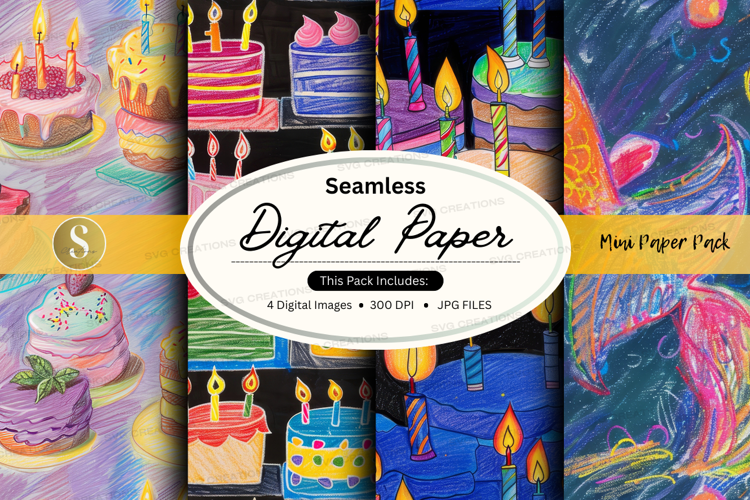 Seamless birthday cake digital paper