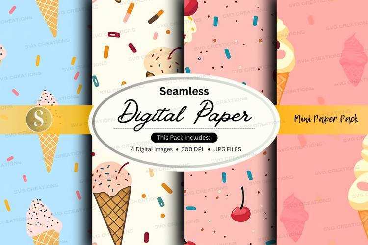 Seamless digital paper - ice cream theme