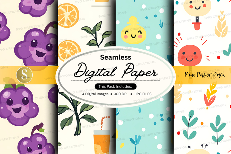 Seamless digital paper - fruits and vegetables example image 1
