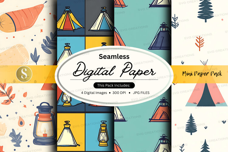 Seamless camping digital paper example image 1