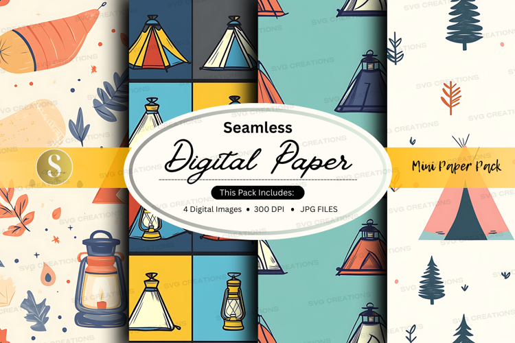 Seamless camping digital paper