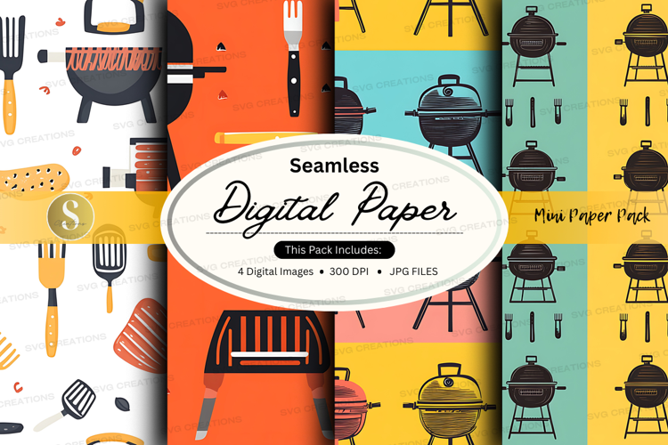 Seamless digital paper - bbq theme digital paper