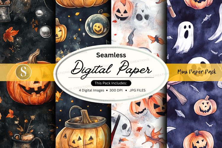 Halloween seamless digital paper pack