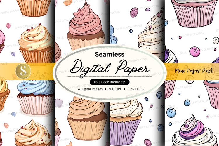Seamless digital paper - cupcake pattern