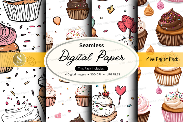 Seamless digital paper - cupcake pattern
